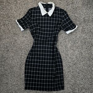 Fashion Nova Black and White Plaid Mini Dress